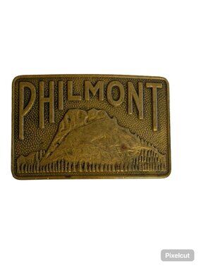Vintage Philmont Belt Buckle Brass Tone Mountain Scenery Scout Ranch 3x2